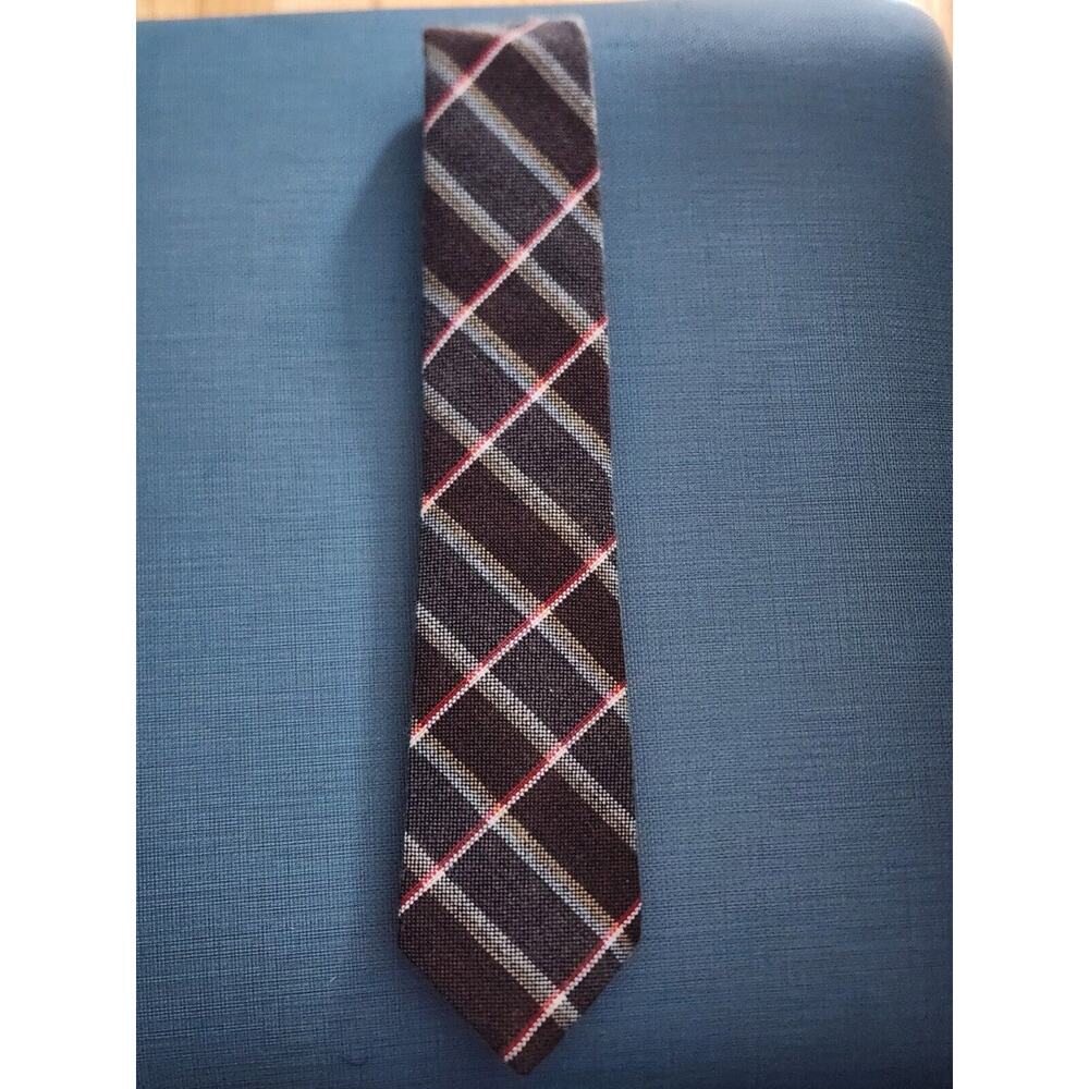 Austin Manor Multicolor Brown Tweed Plaid Acrylic Tie‎